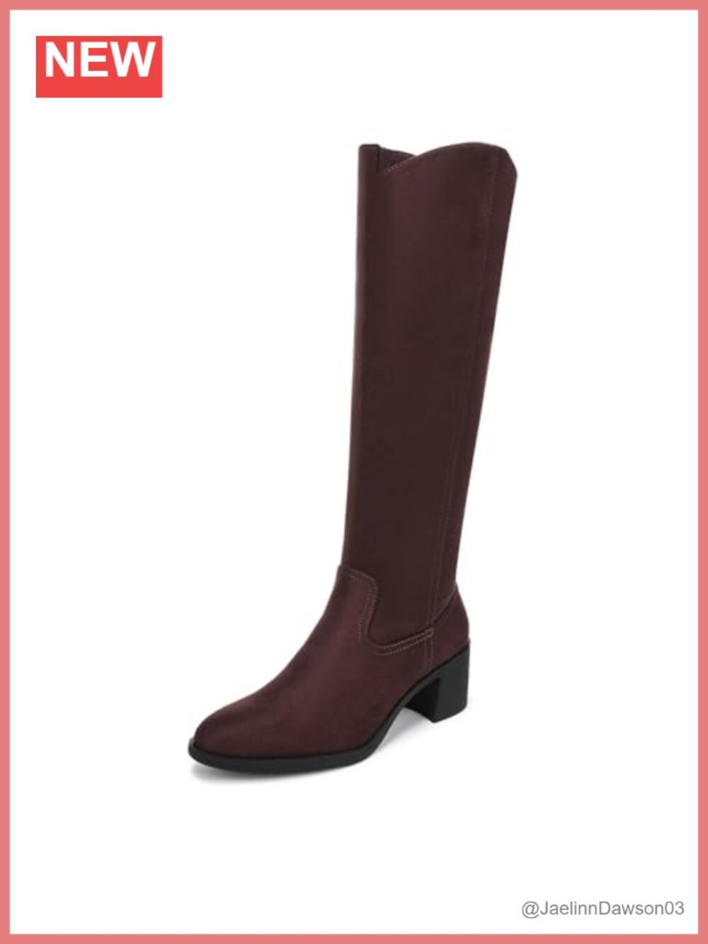 Knee High Block Heel Boots Side Zip Pointed Toe Comfort